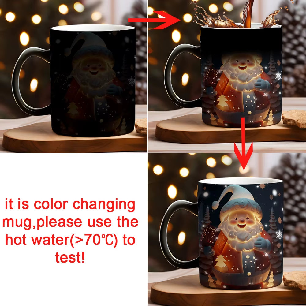 Christmas Color Changing Mug Santa Claus Ceramic Magic Mug Elk Heat Sensitive Coffee Cup Snowman Water Cups Children Xmas Gifts
